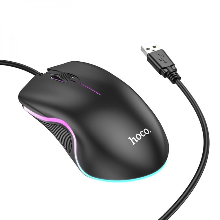 Миша HOCO GM19 Enjoy gaming luminous wired mouse Black
