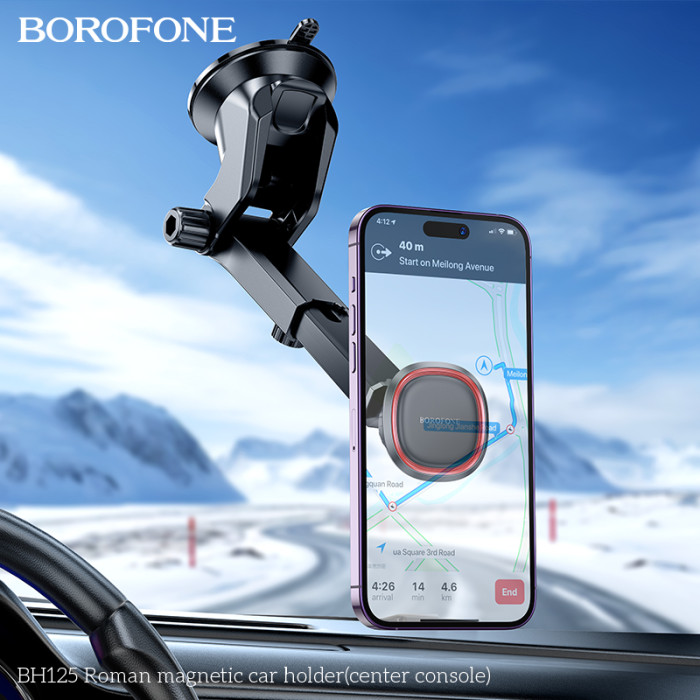 Автотримач для телефона BOROFONE BH125 Roman magnetic car holder (center console) Black and Red