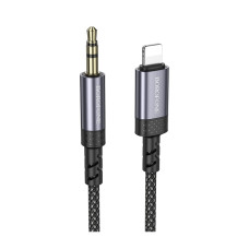 Аудіокабель BOROFONE BL24 iP to 3.5mm male, nylon braid, 1m, Metal Grey