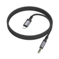 Аудіокабель BOROFONE BL24 iP to 3.5mm male, nylon braid, 1m, Metal Grey