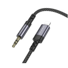 Аудіокабель BOROFONE BL24 iP to 3.5mm male, nylon braid, 1m, Metal Grey