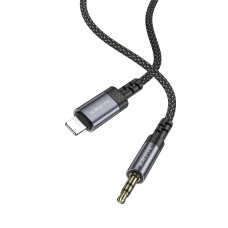 Аудіокабель BOROFONE BL24 iP to 3.5mm male, nylon braid, 1m, Metal Grey