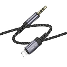 Аудіокабель BOROFONE BL24 iP to 3.5mm male, nylon braid, 1m, Metal Grey