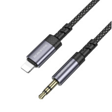 Аудіокабель BOROFONE BL24 iP to 3.5mm male, nylon braid, 1m, Metal Grey