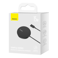 Бездротовий зарядний пристрій Baseus Simple Mini3 Magnetic Wireless Charger 15W Black