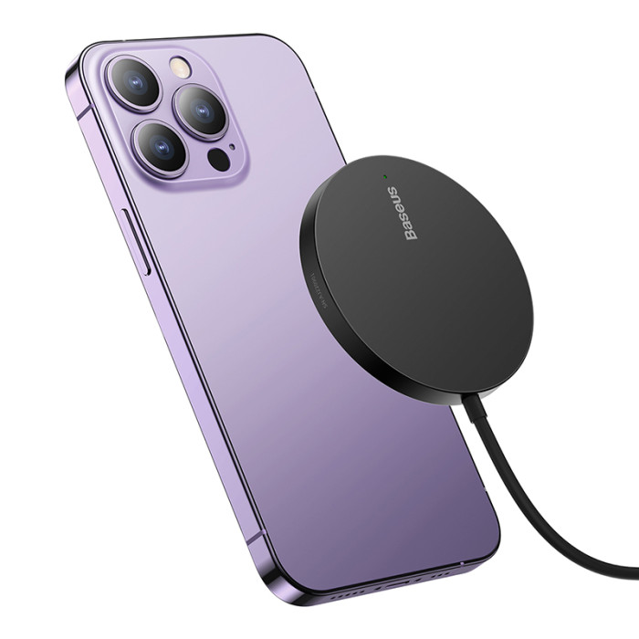 Бездротовий зарядний пристрій Baseus Simple Mini3 Magnetic Wireless Charger 15W Black
