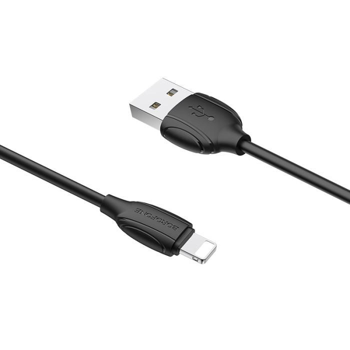 Кабель BOROFONE BX19 USB to iP 2.4A, 1m, PVC, TPE connectors, Black