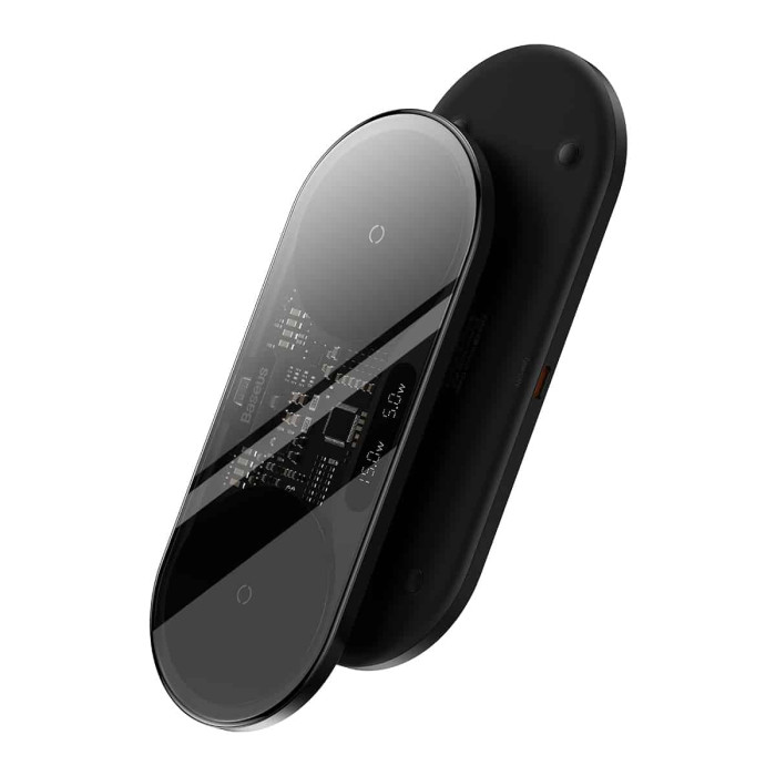 Бездротовий мультизарядний пристрій Baseus Digital LED Display 2in1 Wireless Charger 20W Black Universal version