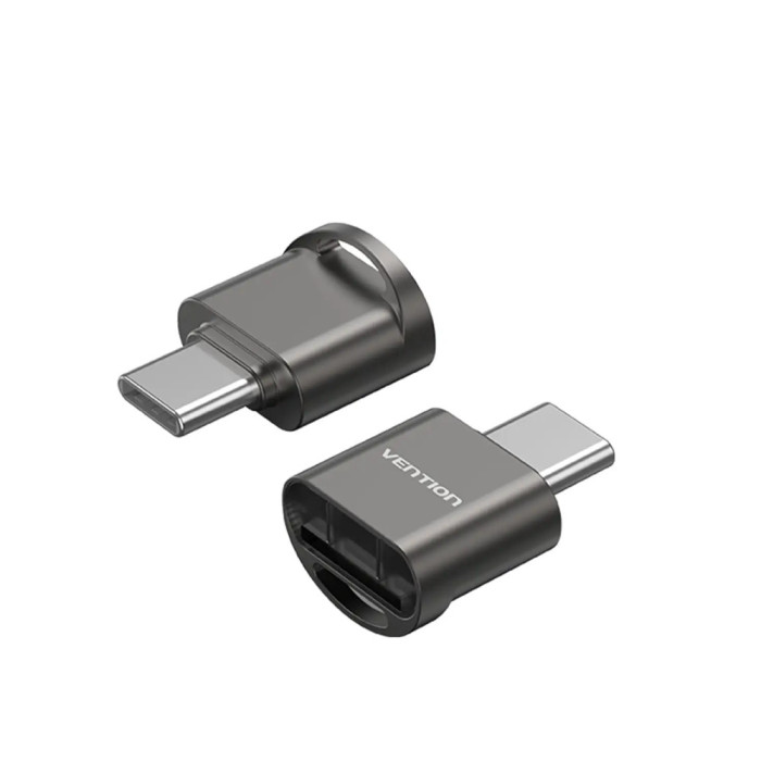 Картридер Vention USB 2.0 Type-C MicroSD Card Reader Gray Zinc Alloy Type