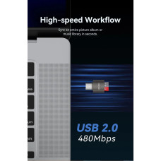 Картридер Vention USB 2.0 Type-C MicroSD Card Reader Gray Zinc Alloy Type