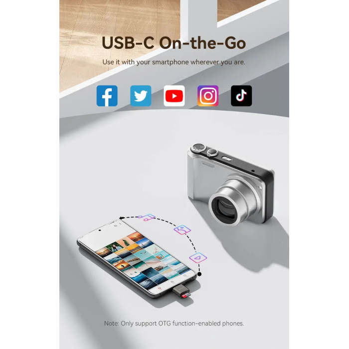 Картридер Vention USB 2.0 Type-C MicroSD Card Reader Gray Zinc Alloy Type