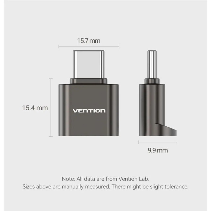 Картридер Vention USB 2.0 Type-C MicroSD Card Reader Gray Zinc Alloy Type