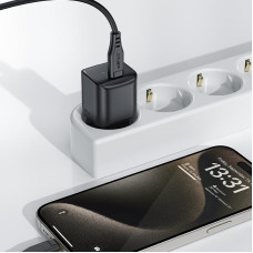 Мережевий зарядний пристрій ACEFAST A73 mini PD20W GaN USB-C charger Black