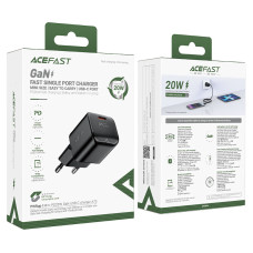 Мережевий зарядний пристрій ACEFAST A73 mini PD20W GaN USB-C charger Black