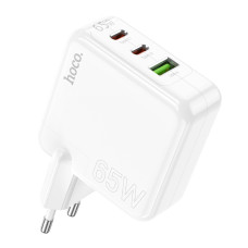 Мережевий зарядний пристрій HOCO C115A Header PD65W  GaN three-port(2C1A) charger White