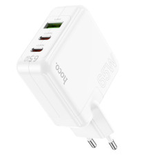 Мережевий зарядний пристрій HOCO C115A Header PD65W  GaN three-port(2C1A) charger White