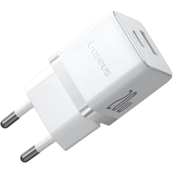 Мережевий зарядний пристрій Baseus Palm Fast Charger C+U 20W EU Moon White