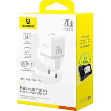 Мережевий зарядний пристрій Baseus Palm Fast Charger C+U 20W EU Moon White