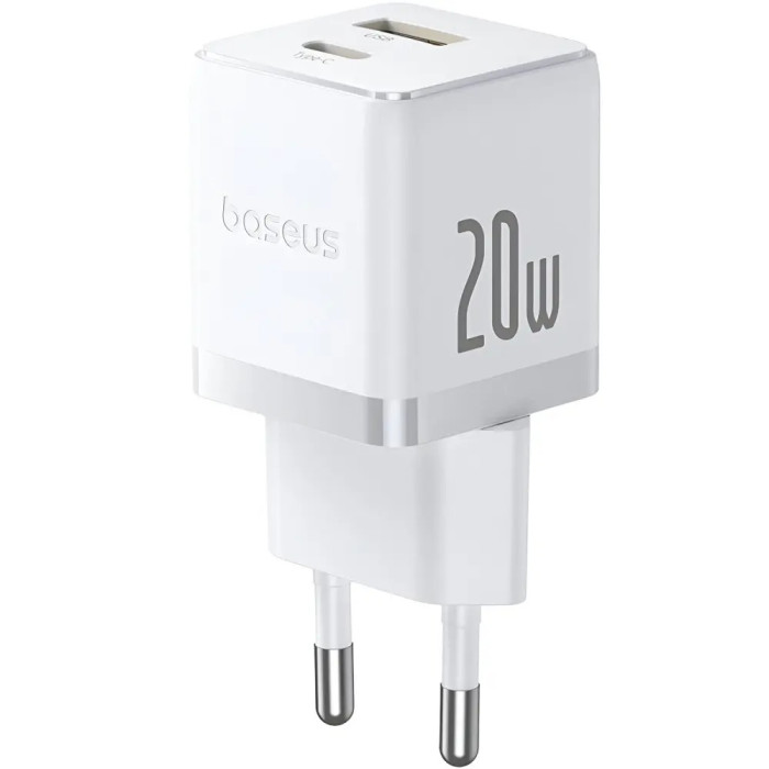 Мережевий зарядний пристрій Baseus Palm Fast Charger C+U 20W EU Moon White