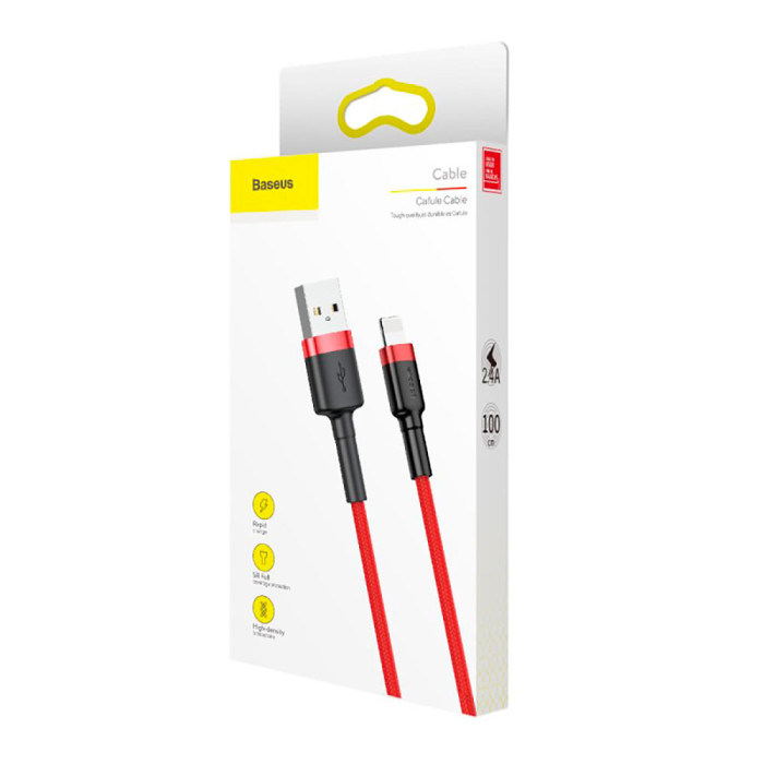 Кабель Baseus Cafule Cable USB For Lightning 2.4A 1m Red+Red