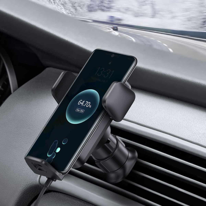 Автотримач для телефона з БЗП Baseus Wisdom Auto Alignment 15W Black
