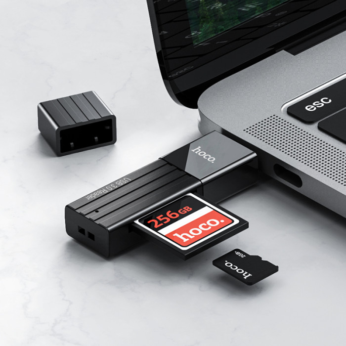 Кардрідер HOCO HB20 Mindful 2-in-1card reader(USB3.0) Black