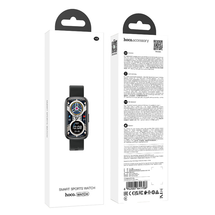 Смарт-годинник HOCO Y25 37mm. 190 mAh. IP68 Smart sports watch Black