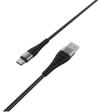 Кабель BOROFONE BX32 USB to Type-C 2.4A, 1m, nylon, aluminum+TPE connectors, Black
