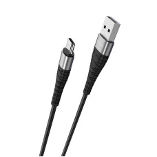 Кабель BOROFONE BX32 USB to Type-C 2.4A, 1m, nylon, aluminum+TPE connectors, Black