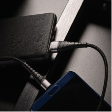 Кабель BOROFONE BX32 USB to Type-C 2.4A, 1m, nylon, aluminum+TPE connectors, Black