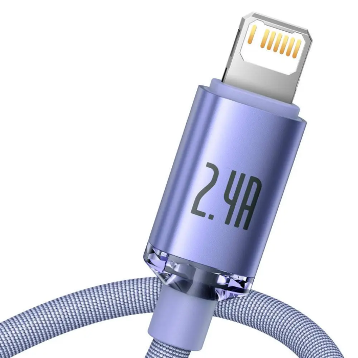 Кабель Baseus Crystal Shine Series Fast Charging Data Cable USB to iP 2.4A 1.2m Purple