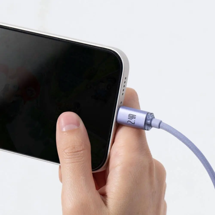 Кабель Baseus Crystal Shine Series Fast Charging Data Cable USB to iP 2.4A 1.2m Purple