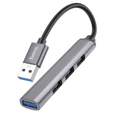 USB-хаб HOCO HB26 4 in 1 adapter(USB to USB3.0+USB2.0*3) Metal Gray