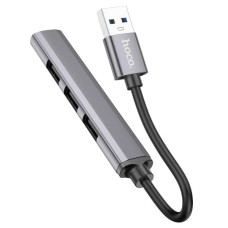 USB-хаб HOCO HB26 4 in 1 adapter(USB to USB3.0+USB2.0*3) Metal Gray