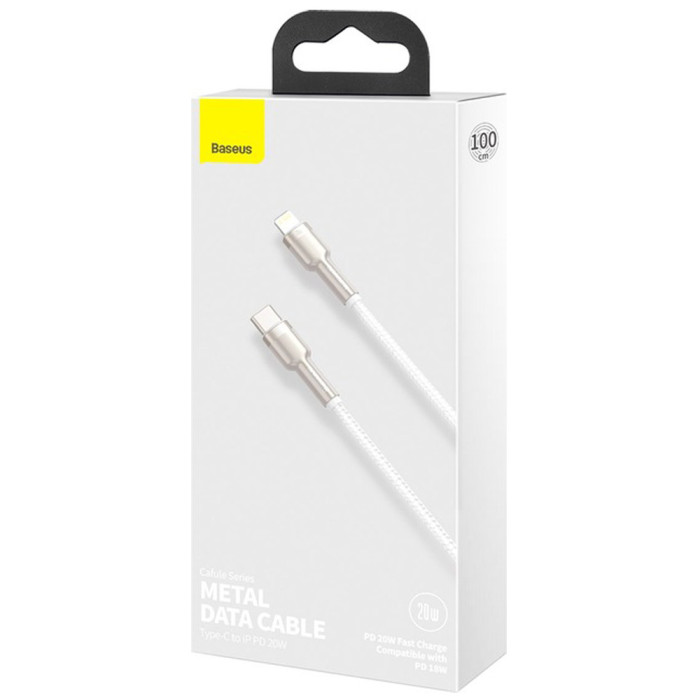 Кабель Baseus Cafule Series Metal Data Cable Type-C to iP PD 20W 1m White