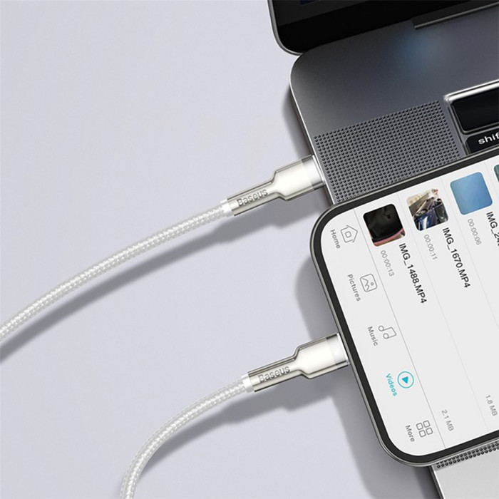 Кабель Baseus Cafule Series Metal Data Cable Type-C to iP PD 20W 1m White