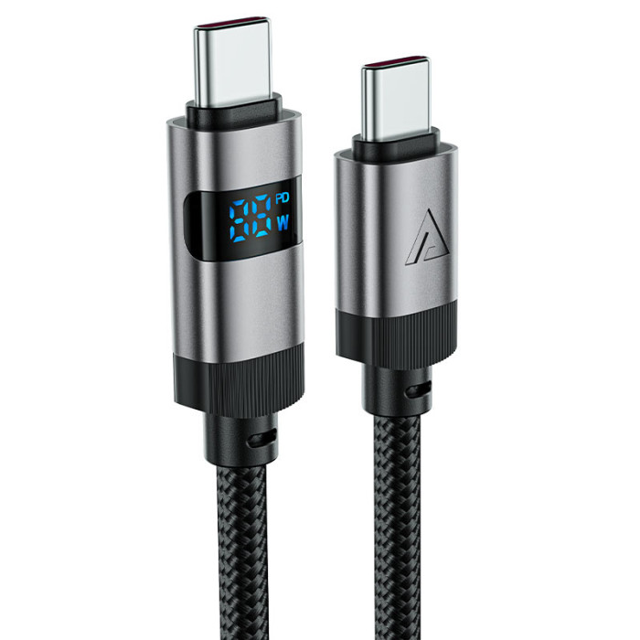 Кабель ACEFAST C15-03 USB-C to USB-C zinc alloy digital display braided charging data cable Black
