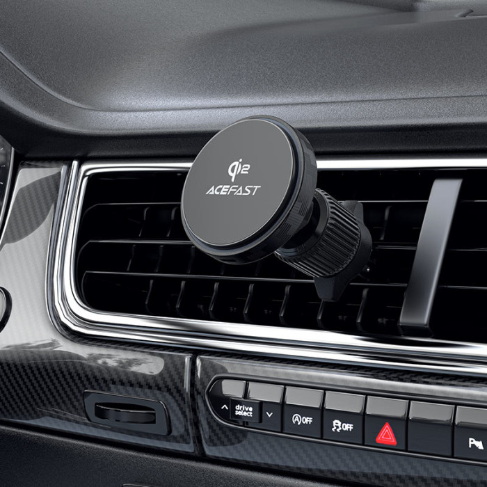 Автотримач для телефона з БЗП ACEFAST D33 Qi2 magnetic wireless charging car holder for air vent Black