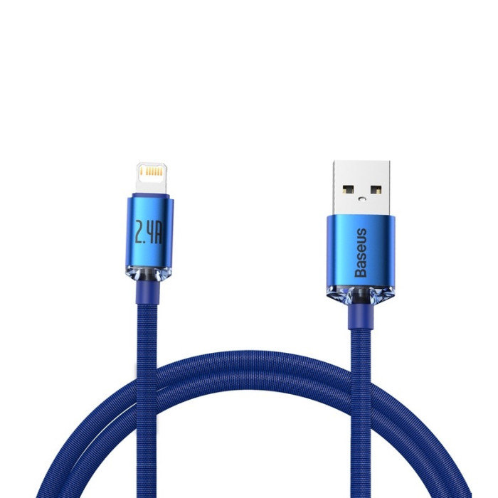 Кабель Baseus Crystal Shine Series Fast Charging Data Cable USB to iP 2.4A 2m Blue