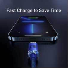 Кабель Baseus Crystal Shine Series Fast Charging Data Cable USB to iP 2.4A 2m Blue