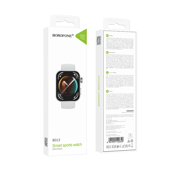 Смарт-годинник BOROFONE BD13 42mm. 230 mAh. Smart sports watch (call version) Silver