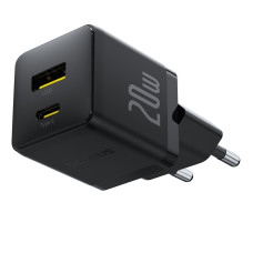 Мережевий зарядний пристрій Baseus Palm Fast Charger C+U 20W EU Cluster Black (with Baseus Mini White Cable USB-C to USB-C 60W (20V/3A) 1m Cluster Bla