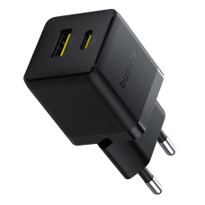 Мережевий зарядний пристрій Baseus Palm Fast Charger C+U 20W EU Cluster Black (with Baseus Mini White Cable USB-C to USB-C 60W (20V/3A) 1m Cluster Bla