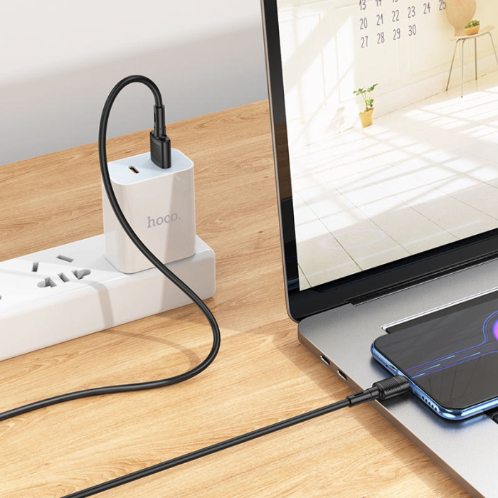 Кабель HOCO X83 USB to Micro 2.4A, 1m, PVC, PVC connectors, Black