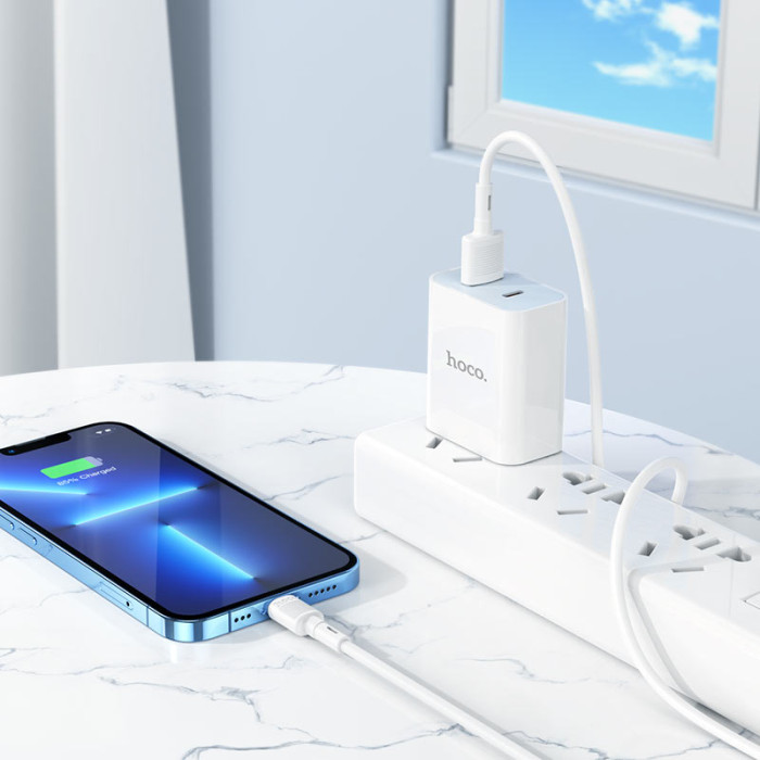 Кабель HOCO X83 USB to iP 2.4A, 1m, PVC, PVC connectors, White