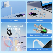 Кабель Vention USB 2.0 Type-A Male to Lightning Male 2.4A Cable 1M White PVC Type
