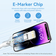 Кабель Vention USB 2.0 Type-A Male to Lightning Male 2.4A Cable 1M White PVC Type