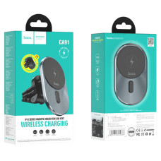 Автотримач для телефона з БЗП HOCO CA91 Magic magnetic wireless fast charging car holder Gray