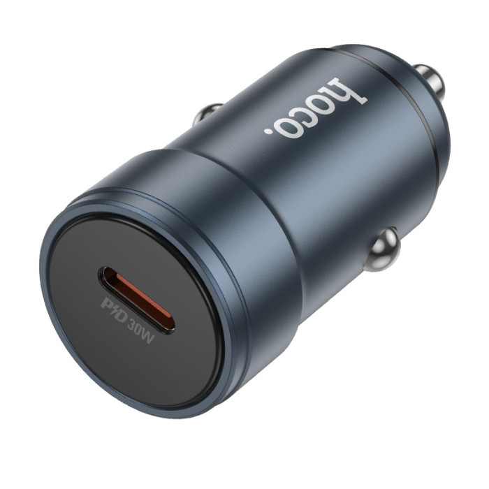 Автомобільний зарядний пристрій HOCO Z57 Glorious single-port PD30W car charger Metal Gray