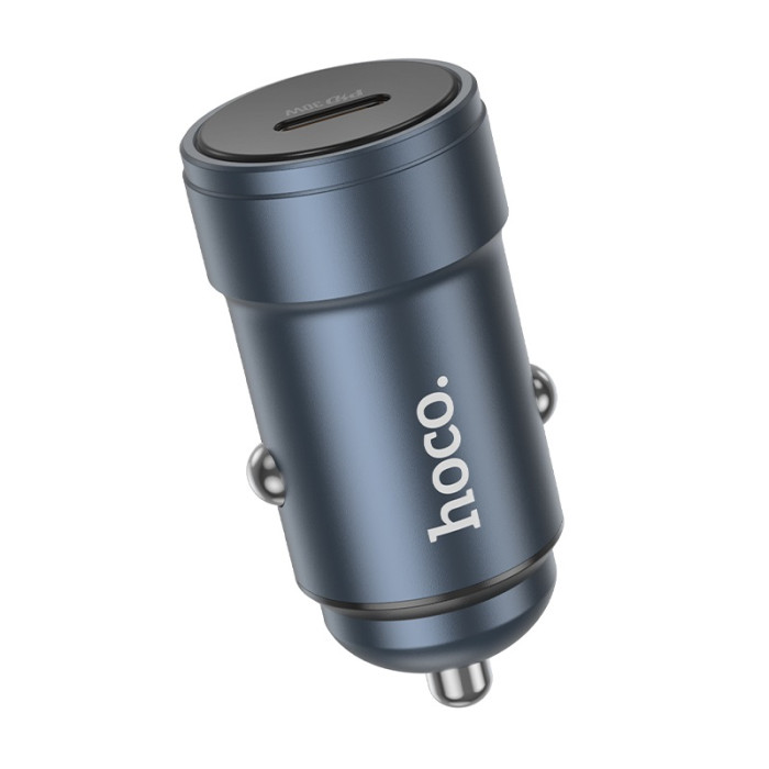 Автомобільний зарядний пристрій HOCO Z57 Glorious single-port PD30W car charger Metal Gray